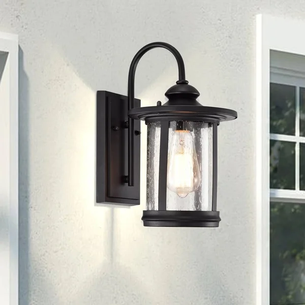 Chloe Cole Transitional 1 Light Textured Black Outdoor Wall Sconce 12x22 Height - CH22026BK13-OD1