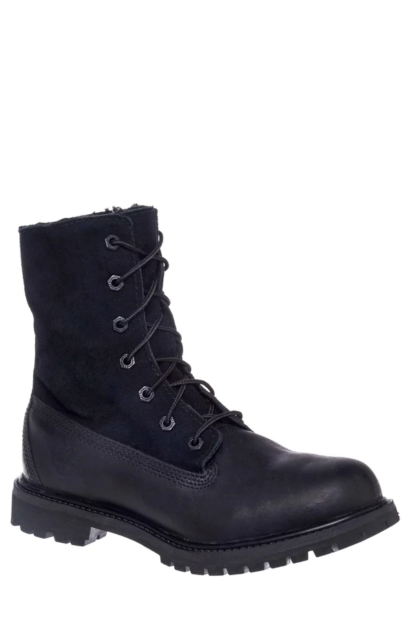 Timberland Authentics Teddy Fleece Waterproof Fold-Down Boots - Women's Black, 6.5