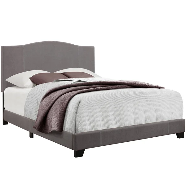 Accentrics Home All-in-One Modified Camel Back Upholstered Bed - Queen