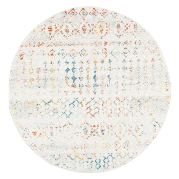Safavieh Tulum Herbert Distressed Southwestern Area Rug - 6&7 inch x 6&7 inch Round, Ivory/Pink