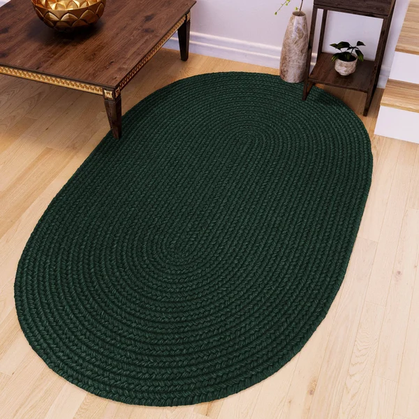 Pura Braided Rug in Hunter Green 4' x 6' Oval
