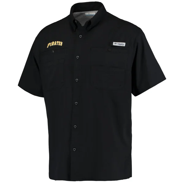 Men's Columbia Black Pittsburgh Pirates Tamiami Button-Down Shirt