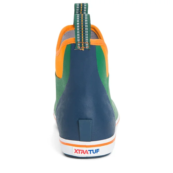 Men's 6x22 Buoy Ankle Deck Boot by Xtratuf, Size 12, in Dark Green/Orange/Navy Blue