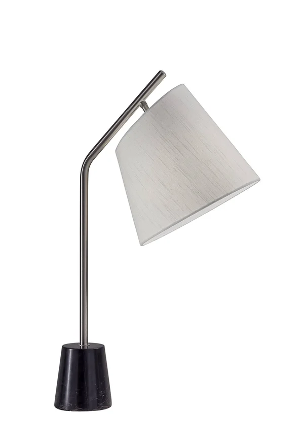 Adesso Dempsey 25 inch Brushed Steel and Black Marble Table Lamp