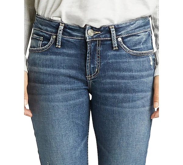 Silver Jeans Co. Women's Elyse Curvy Mid Rise Slim Fit Bootcut Jean