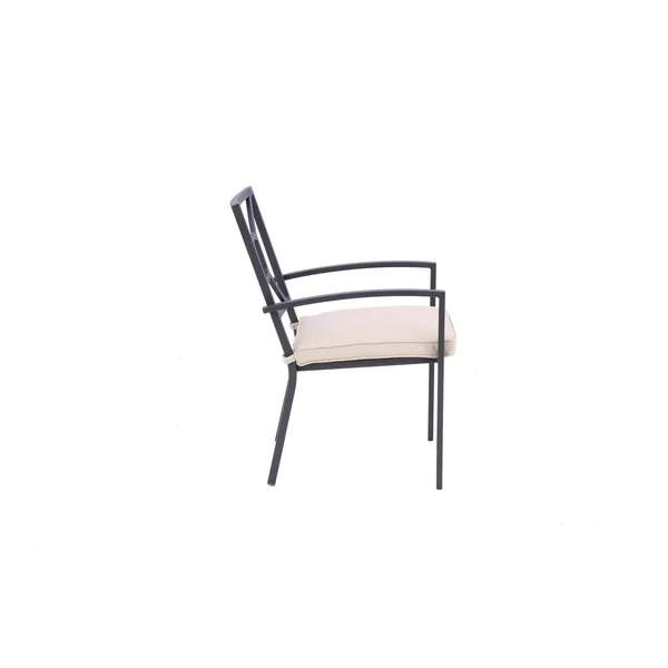 San Marino Outdoor Aluminum Dining Armchair with Cushion - Set of 2 - Black