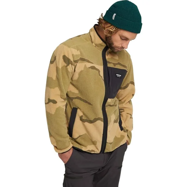 Burton Men's Hearth Full-Zip Fleece, Barren Camo, True Black, S