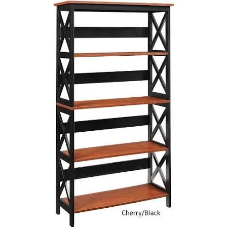 Copper Grove Cranesbill 5-Tier Bookcase with Drawer (Cherry/Black), Brown