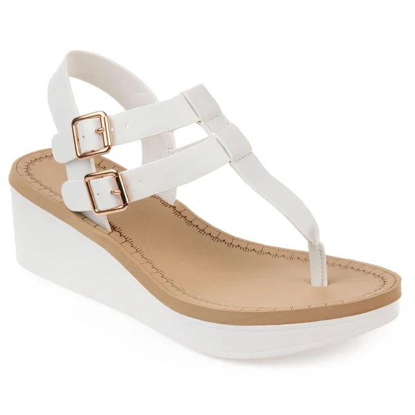 Journee Collection Bianca Women's Wedge Sandals - Size: 11, White