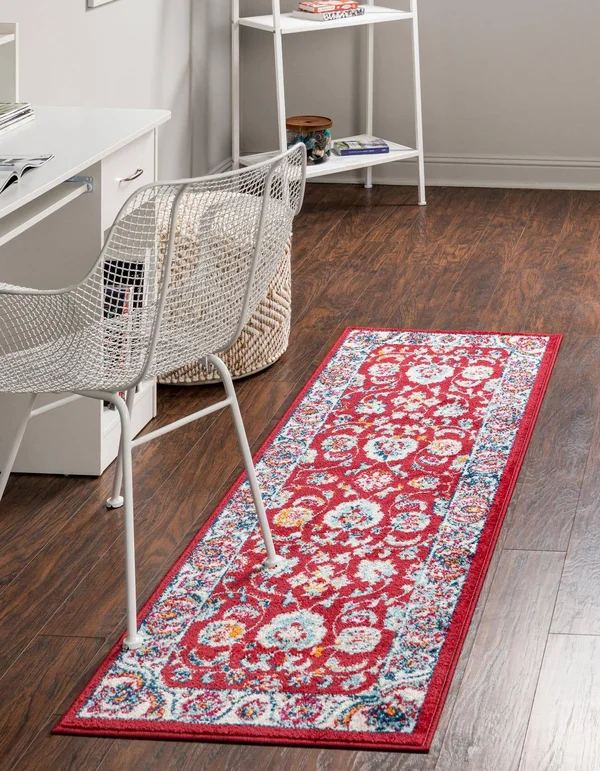 Aurelia 12 ft Runner Magenta Red Floral Area Rug
