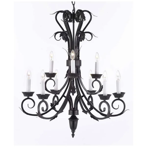 Wrought Iron Chandelier Lighting H 30 inch W 26 inch 9 Lights