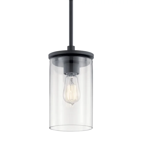 Kichler Crosby Mini Pendant Black 1 Light 43996BK