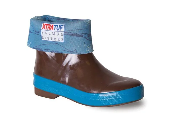 Salmon Sister Little Kid 8 in Legacy Boot by Xtratuf USA 100% Dry, in Chocolate with Whale Print, Rubber/Neoprene