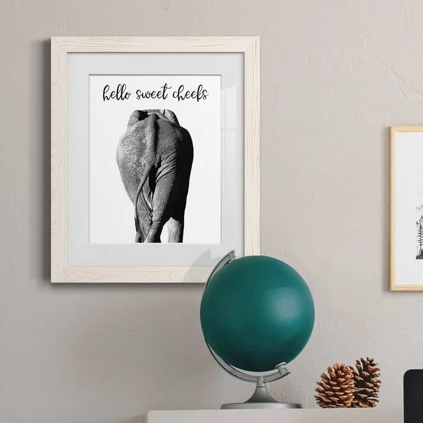 Elephant Bum-Premium Framed Print - Ready to Hang - 23X32 - Grey