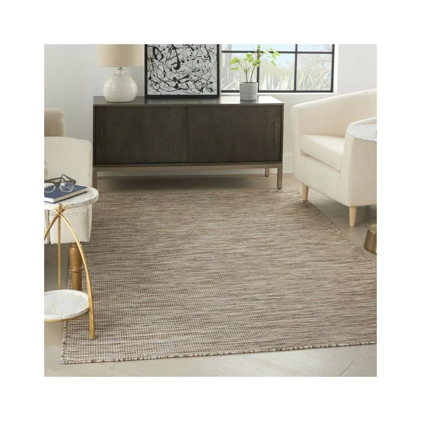 Nourison Positano Solid Contemporary Beige Area Rug, Size: 9& x 12&