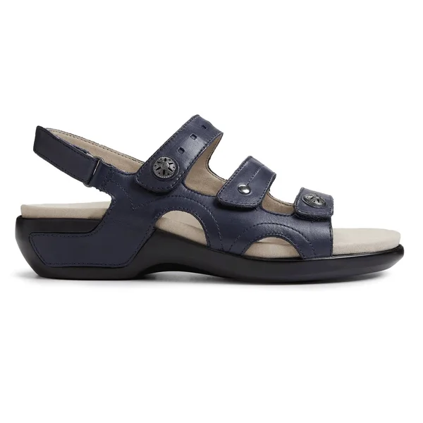 Women's Aravon PC Three Strap Navy Leather - in Size 6