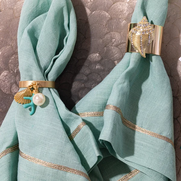 Joanna Buchanan Sparkle Shell Napkin Rings, Set of 2 - Gold