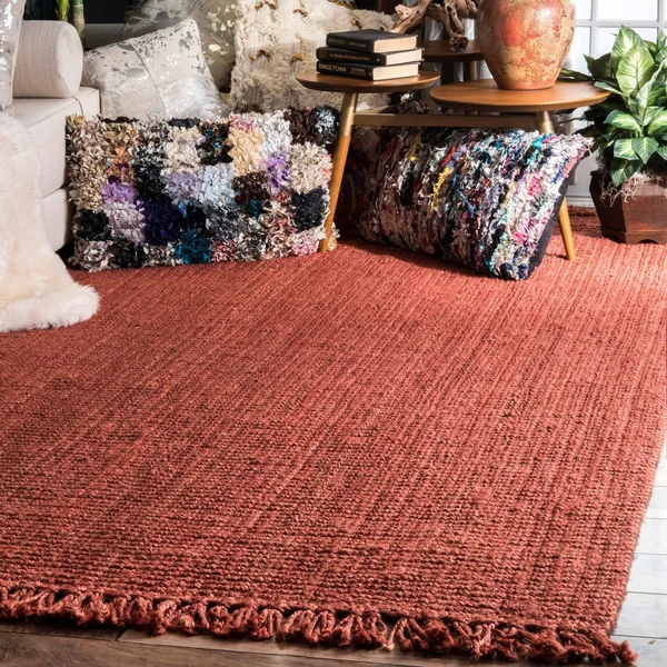 Havenside Home Caladesi Handmade Braided Natural Jute Reversible Area Rug - 5& x 8& Blue