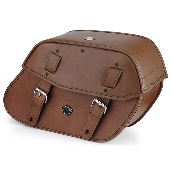 Honda 1100 Shadow Spirit Viking Odin Brown Large Motorcycle Saddlebags, 19.5" x 6.5" x 12"