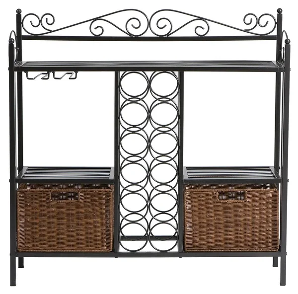 SEI Bakers Rack with Wine Storage, Gray/Brown by Ashley HomeStore