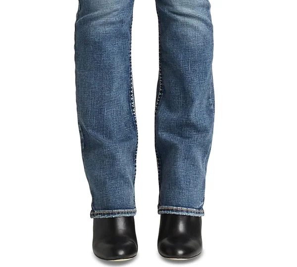 Silver Jeans Co. Women's Elyse Curvy Mid Rise Slim Fit Bootcut Jean