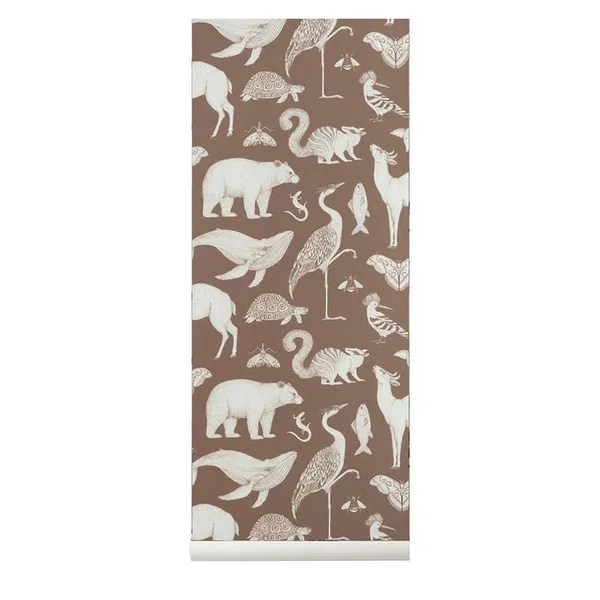 Ferm Living Katie Scott Wallpaper Animals Dark Blue