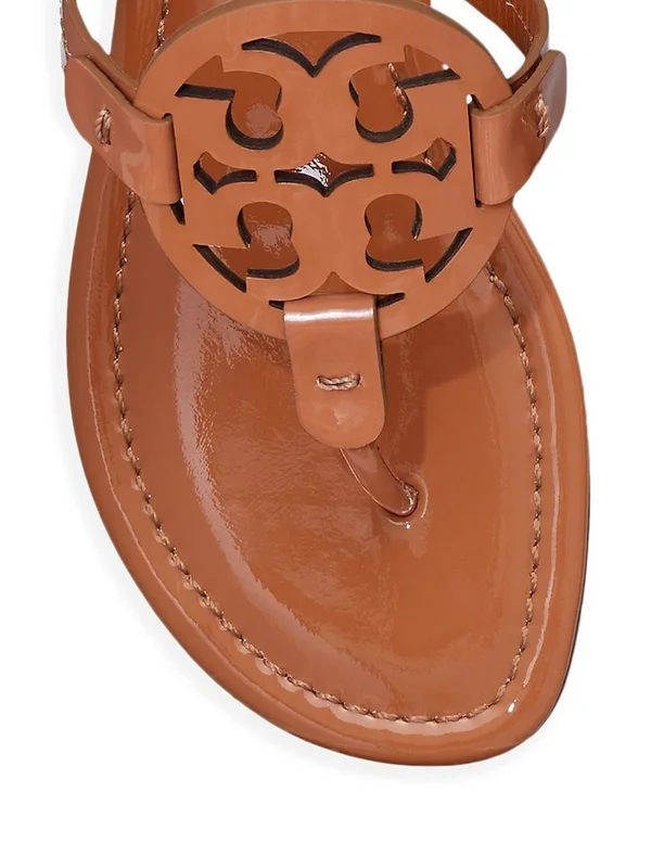 Tory Burch Women's Miller Thong Sandals - Malta Gray Patent Leather