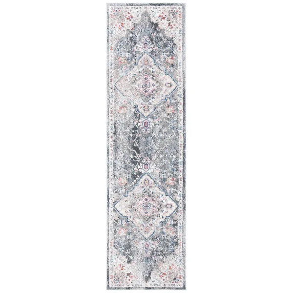 Safavieh Phoenix Stacy Boho Medallion Distressed Rug - 6&7x22 x 6&7x22 Round - Ivory/Grey