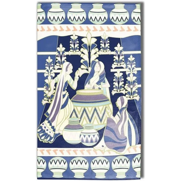 Gossip 5x7 Indoor Dobby Rug Without Non Skid Mat Navy Muted Purple Green - CARug36Dob_Single