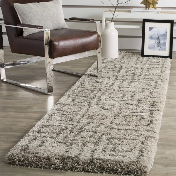 Safavieh Belize Shag SGB487D Taupe - Grey Rug 2&3x22 x 9& Runner