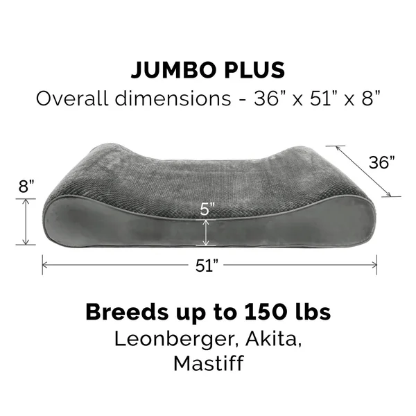 FurHaven Pet Bed - Minky Plush & Velvet Luxe Lounger Orthopedic Dog Bed (Jumbo Plus - Gray)
