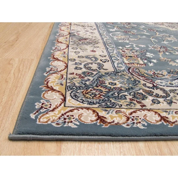 Aqua Traditional Tabriz Medallion Rug - 4'11 x 7' 7 - Blue, EORC