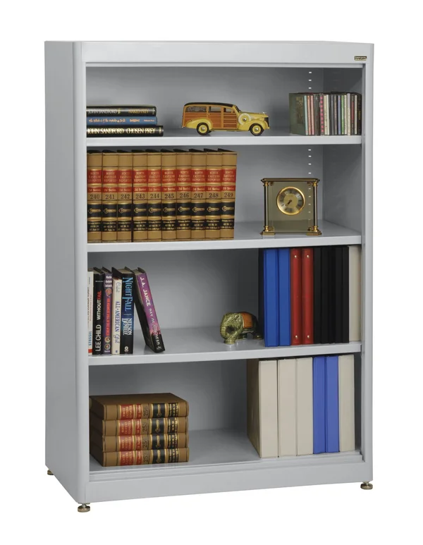 Sandusky 4-Shelf Radius Edge Steel Stationary Bookcase - Dove Gray