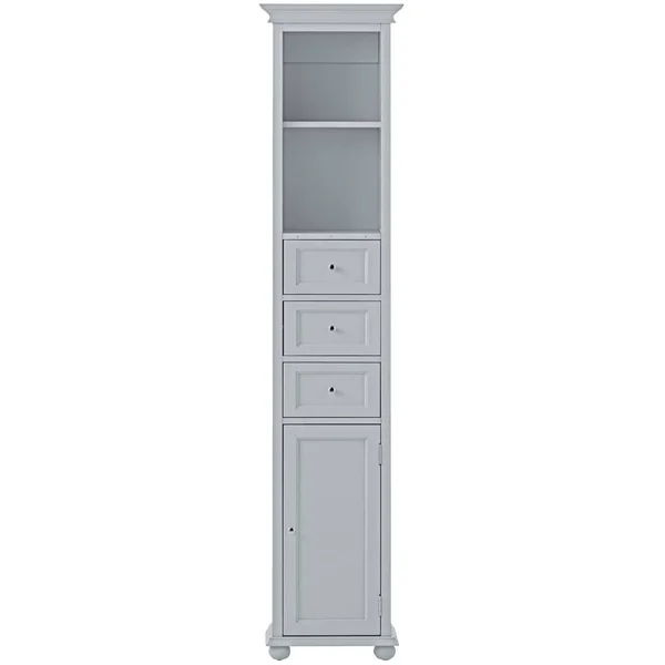 Home Decorators Collection Hampton Harbor 15 in. W x 10 in. D x 67-1/2 in. H Linen Storage Cabinet in Dove Grey BF-21891