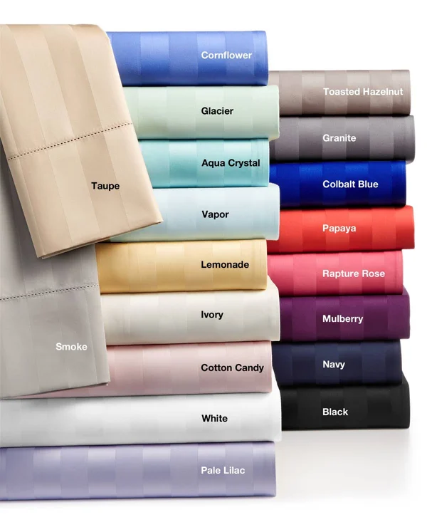 Charter Club Damask 1.5x22 Stripe 100% Supima Cotton 550 Thread Count 4 pc. Sheet Set, Full, Created for Macy&s - Pale Lilac