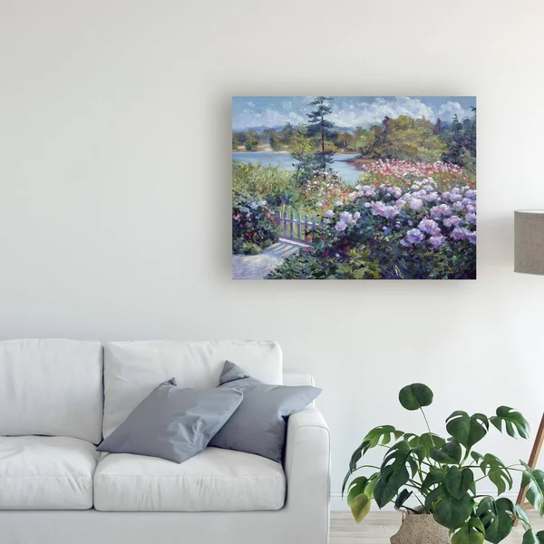 Trademark Fine Art &Summer Garden at The Lake& Canvas Art by David Lloyd Glover - Size: 35 x 47