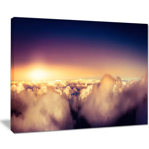 Design Art Blue Sky Over Clouds Panorama Landscape Wall Art Canvas Print, 40X20x22