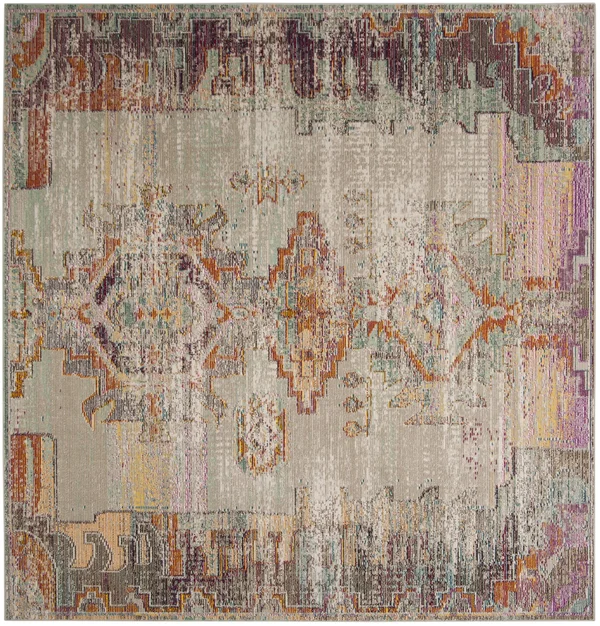 Safavieh CRS517P Crystal Light Grey - Purple Area Rug - 7& x 7& Round