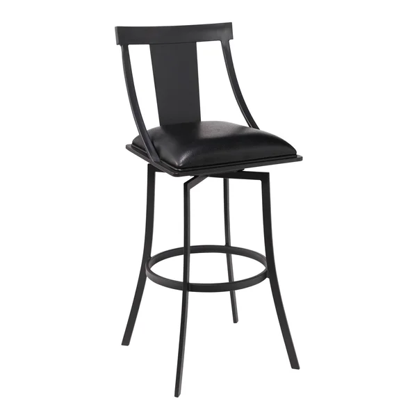Benjara 26 Inches Leatherette Counter Stool with Fiddle BACK, Black