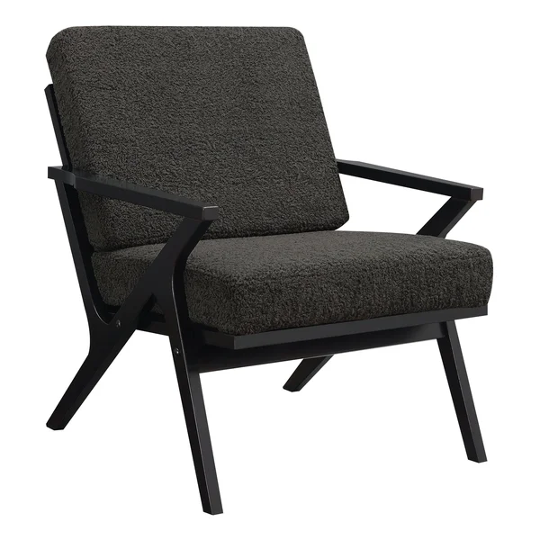 Texture and Natural Wood Frame Accent Chair - Grey