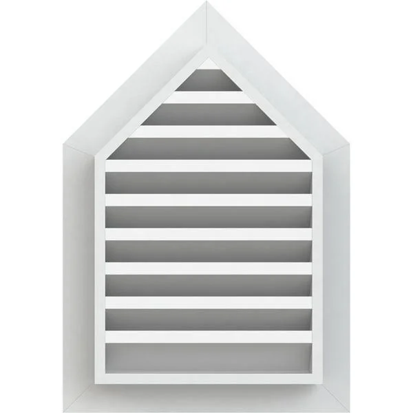 18 inchw x 30 inchh Peaked Top Gable Vent (23 inchw x 35 3/4 inchh Frame Size) 14/12 Pitch: Functional - PVC Gable Vent w/ 1 inch