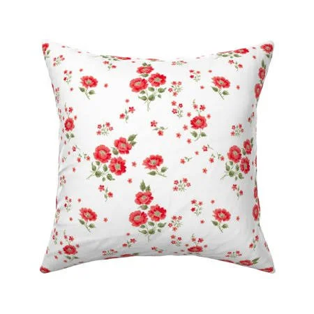 European Red and White Throw Pillow Cover W Optional Insert by Roostery, Size: 18 x 18 Cu003EOnly