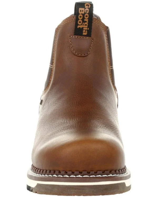 Men's Brown Georgia Boot Wedge Waterproof Chelsea Work Boot Size 7.5