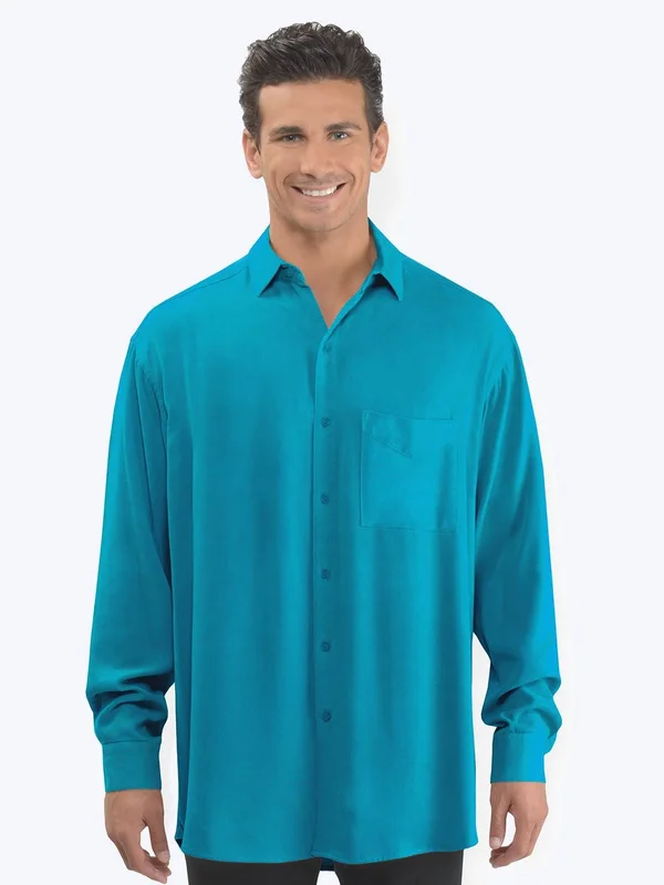 Tencel Men's Big Shirt- Midnight Teal - S