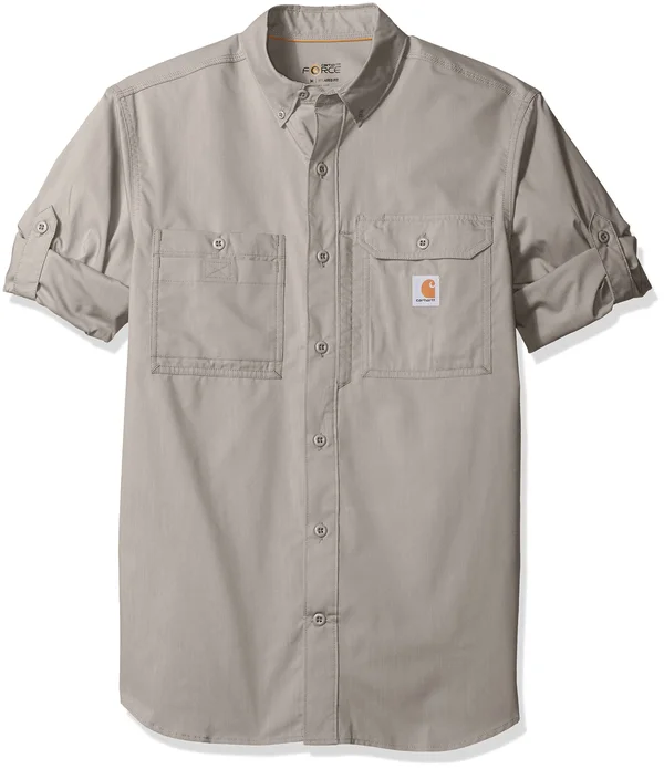 Carhartt Force Ridgefield Solid Long Sleeve Shirt, Men's Asphalt