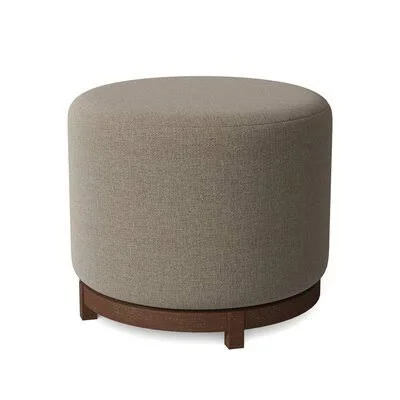Shannon 22x22 Round Cocktail Ottoman Fairfield Chair Body Fabric: 3156 Linen - Leg Color: Walnut