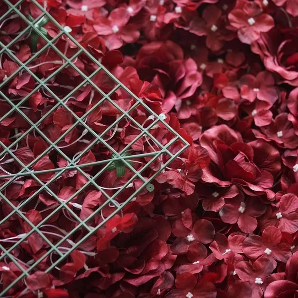 4 Pcs Silk Roses and Hydrangea Flowers Wall Backdrop Panels - Wine