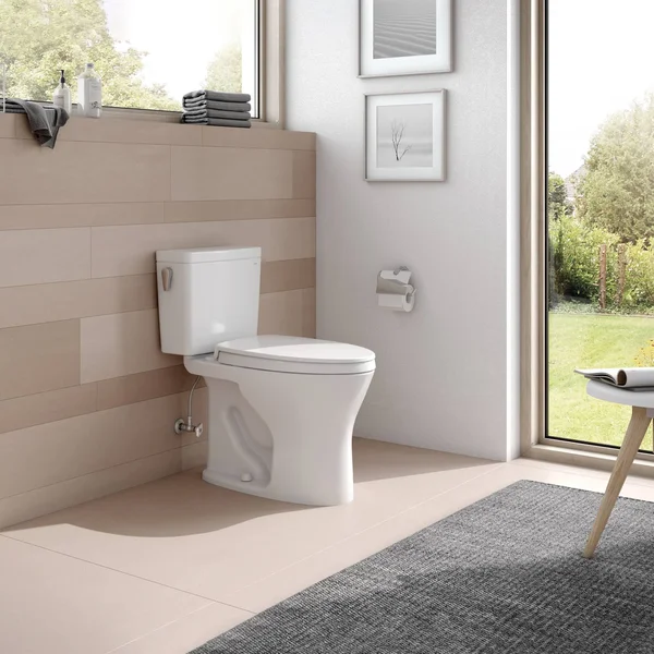 Toto Drake Two-Piece Elongated Dual Flush 1.6 and 0.8 GPF Universal Height Dynamax Tornado Flush Toilet with CeFiONtect, Coloni