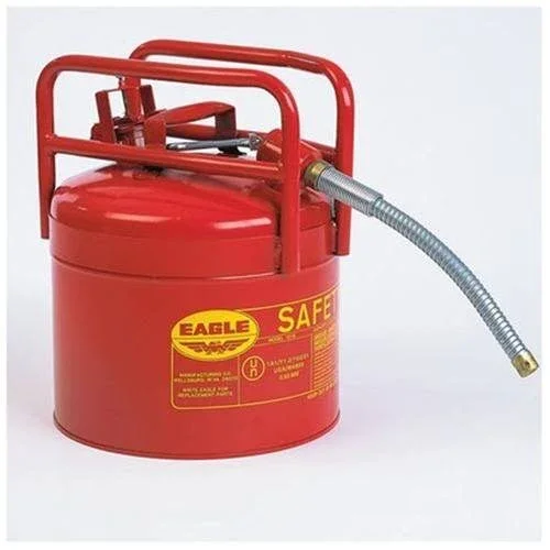 Eagle 1215 Type II Dot 5 Gallon Galvanized Steel Safety Can - 7/8x22 Hose, Red