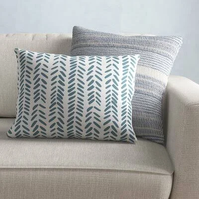 Estevao Modern Herringbone Rectangular Lumbar Pillow Wrought Studio Color: Blue